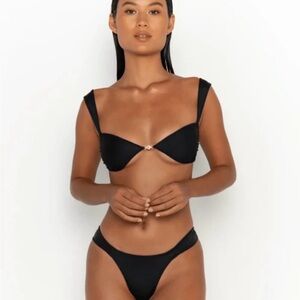 Classic Black Two-Piece Bikini with Center Accent